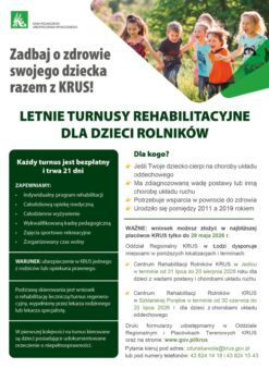 Bezpłatne turnusy rehabilitacyjne KRUS dla dzieci rolników – wnioski można składać tylko do 29 maja 2026 r.
