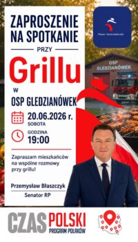 Zaproszenie na spotkanie przy Grillu w OSP Gledzianówek