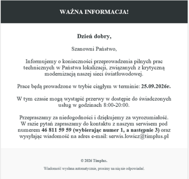WAŻNA INFORMACJA!